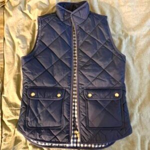 J.Crew Excursion Quilted Vest XS Navy Gingham Lined – Classic Fall Layer